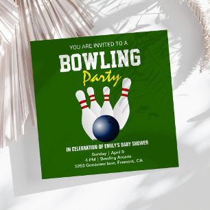 Invitation Baby Shower Bowling Vert Moderne