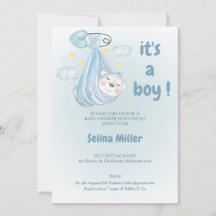 invitation baby shower boy blue ,