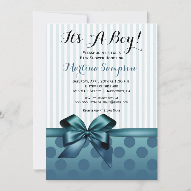 Invitation Baby shower Boy Boy Bleu (Devant)