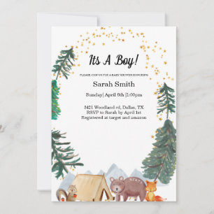 Invitation Baby shower Boy Boy Woodland