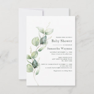 Invitation Baby shower Boy Eucalyptus Botanical Greenery