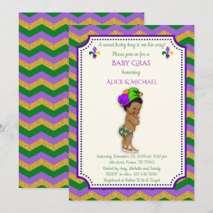 Invitation Baby shower Boy, Mardi Gras Boy, or, chevron