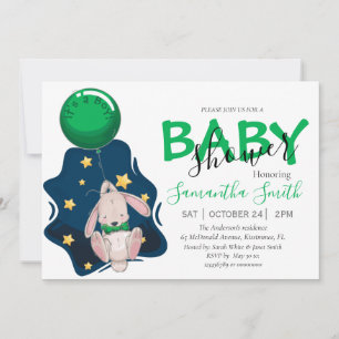 Invitation baby shower, Boy Rabbit Invitation