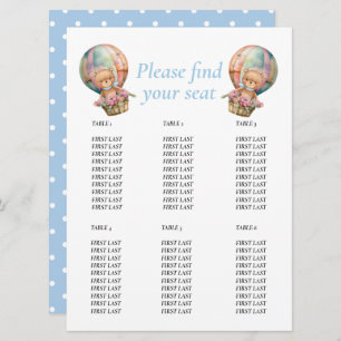 Invitation Baby shower Boy Teddy Floral Balloon bleu