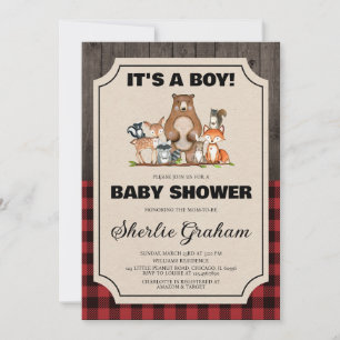 Invitation Baby shower Boy Woodland Lumberjack