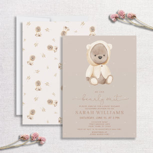Invitation Baby shower Brown d'attente minimale