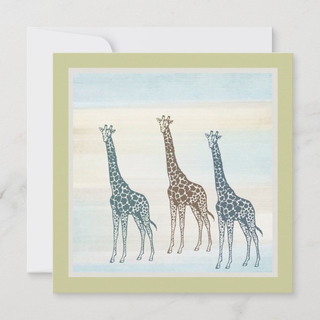Invitation Baby shower Brown de Giraffes Bleues (Devant)