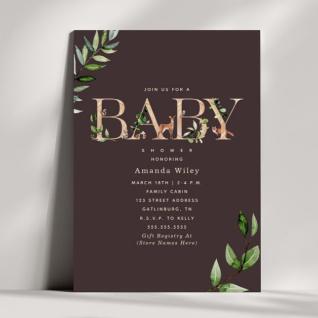 Invitation Baby shower Brown de la forêt (Créateur téléchargé)