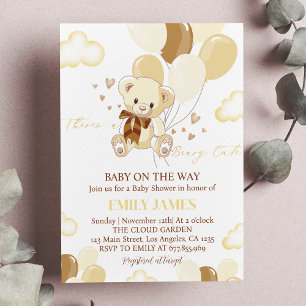 Invitation Baby shower Brown de l'ours en peluche