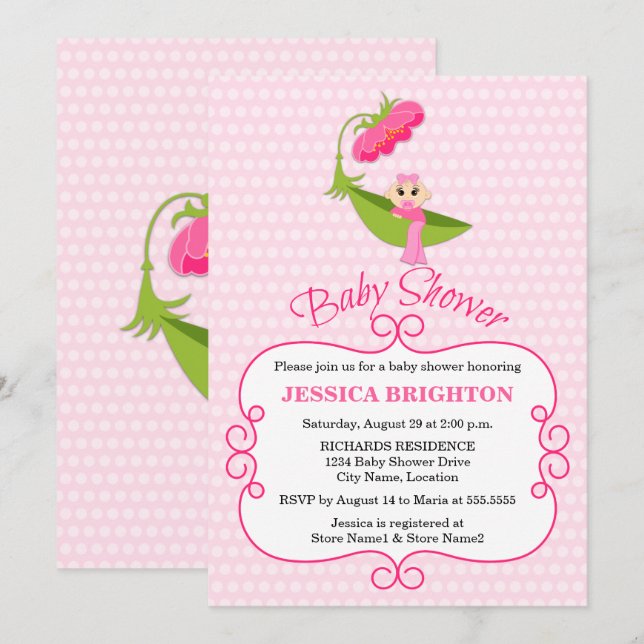 Invitation Baby shower Brown des yeux de pois mignon (Devant / Derrière)