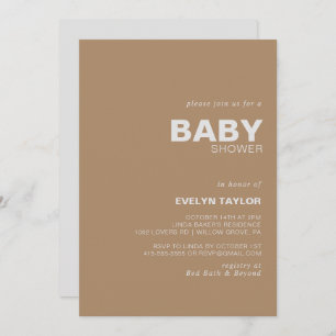 Invitation Baby shower Brown minimaliste élégant