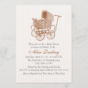 Invitation Baby shower Brown vintage de transport pour bébés