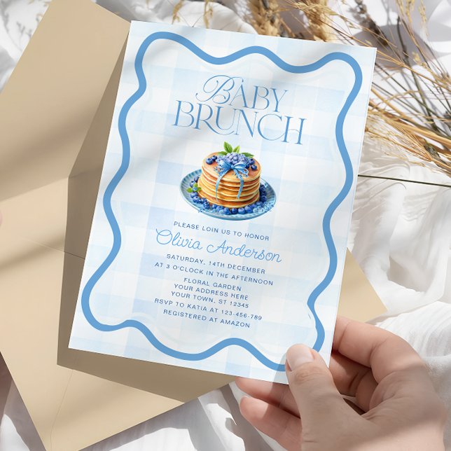 Invitation Baby shower Brunch Bébé Blueberry (Créateur téléchargé)