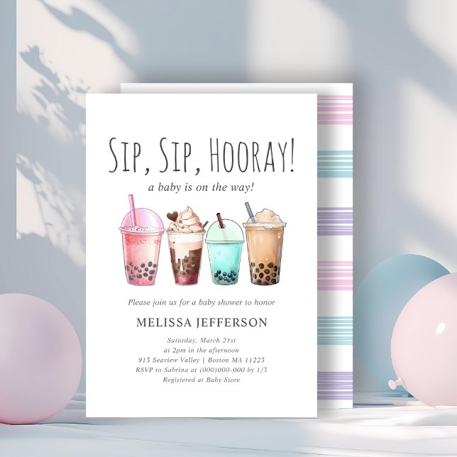 Invitation Baby shower Bubble Tea Boba (Créateur téléchargé)