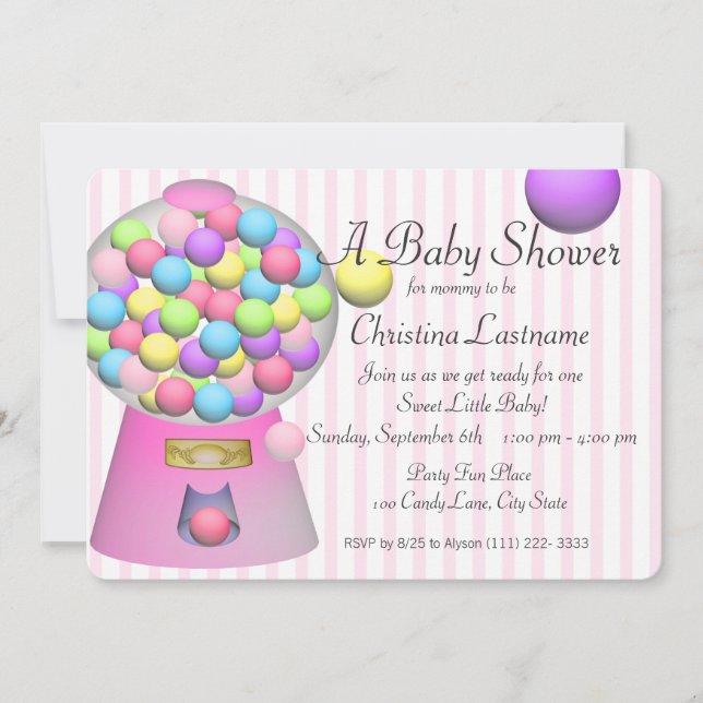 Invitation Baby shower Bubblegum (Devant)