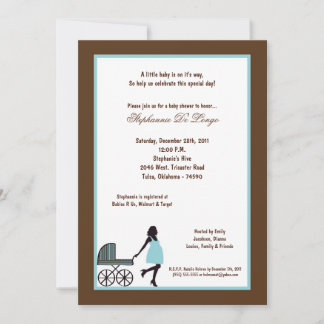 Invitation baby shower Buggie Brown 5x7