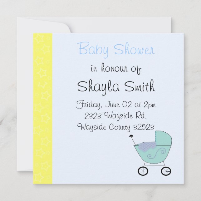 Invitation Baby shower Buggy Baby (Devant)