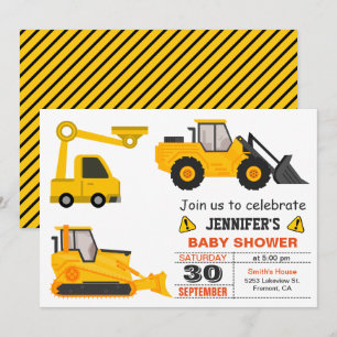 Invitation Baby Shower Bulldozer Construction