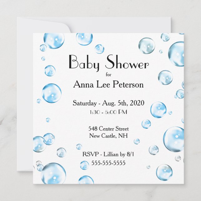 Invitation Baby shower bulles (Devant)