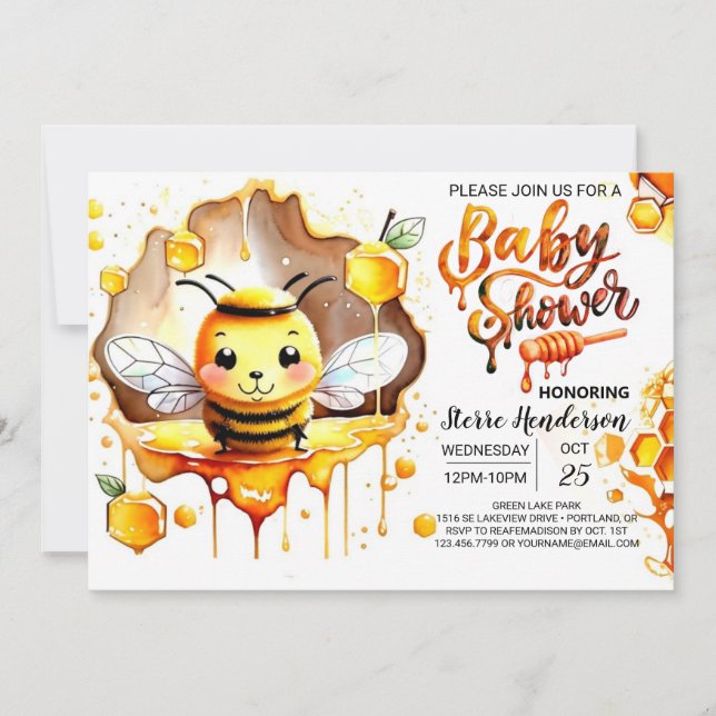 Invitation Baby shower Bumblebee (Devant)