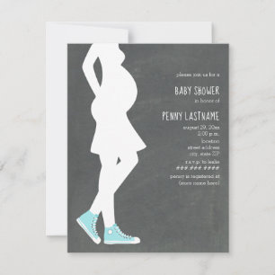 Invitation Baby shower Bump Bump Baskets bleu