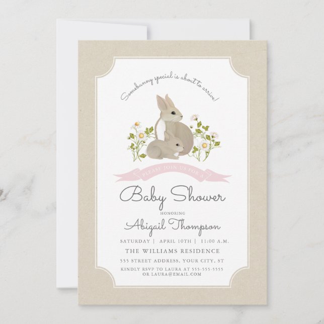 Invitation Baby shower Bunny (Devant)