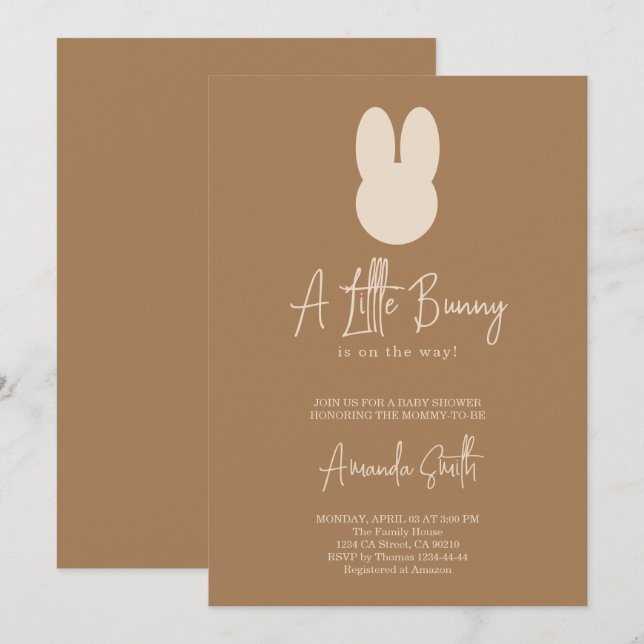 Invitation Baby shower Bunny (Devant / Derrière)