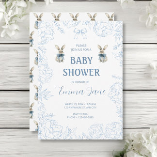 Invitation Baby shower Bunny bleu