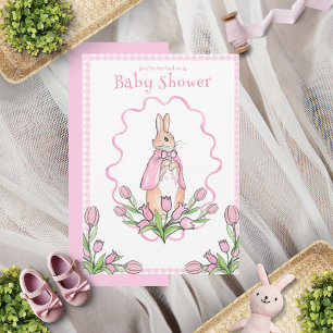 Invitation Baby shower Bunny En vichy rose