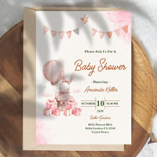 Invitation Baby shower Bunny rose