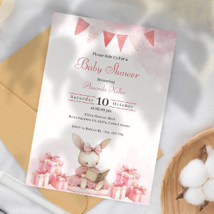 Invitation Baby shower Bunny Rose