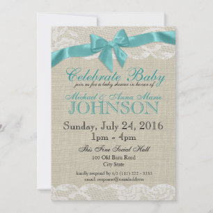 Invitation Baby shower Burlap et dentelle