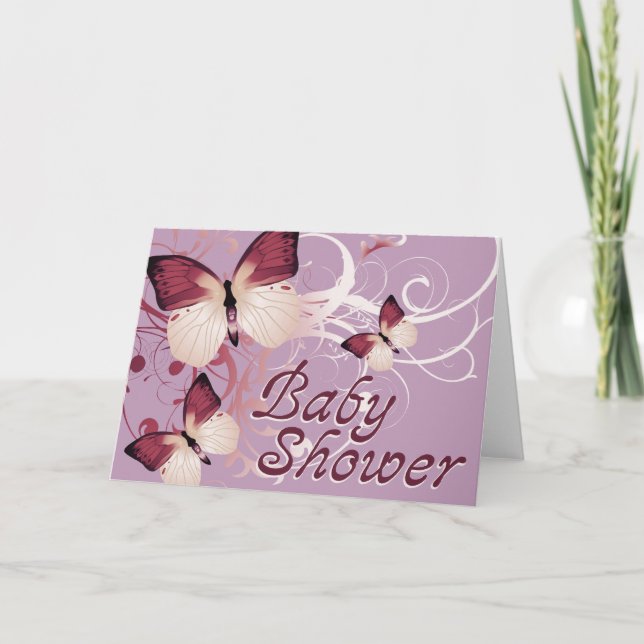 Invitation Baby shower : Butterflies : (Devant)