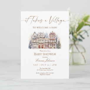 Invitation Baby shower "Ça prend un village"