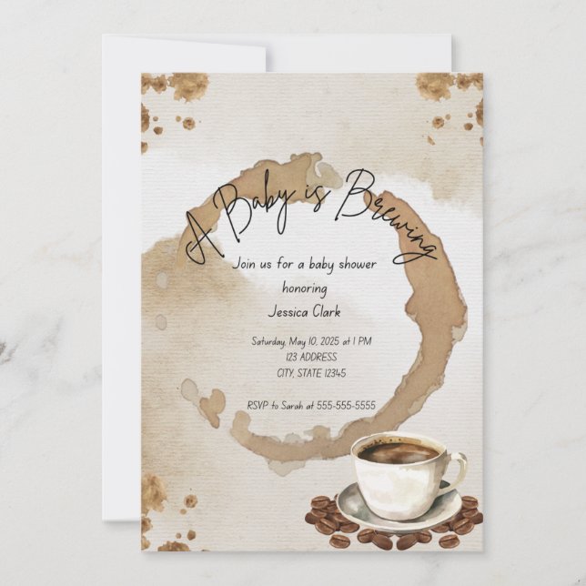 Invitation Baby shower café (Devant)