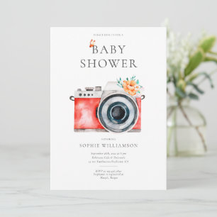 Invitation Baby shower Caméra Vintage français