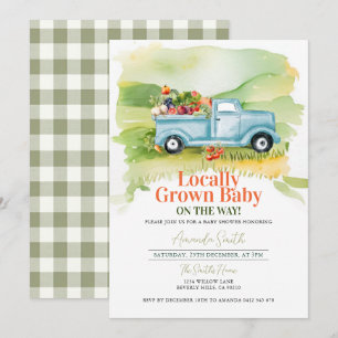 Invitation Baby shower Camion cultivé localement Neutre homme