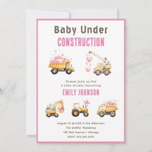 Invitation Baby shower Camion de construction mign