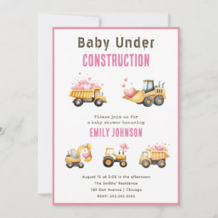 Invitation Baby shower Camion de construction mign