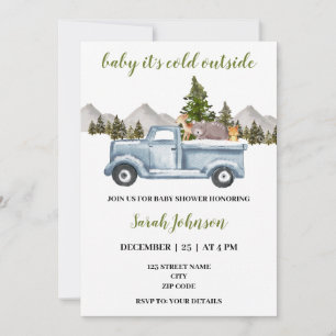 Invitation baby shower camion de l'hiver de l'île des merveil