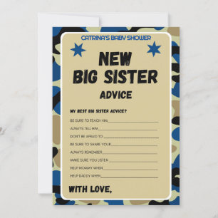 Invitation Baby shower Camo bleu - Nom modifiable, 5x7