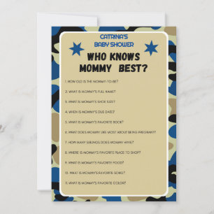 Invitation Baby shower Camo bleu - Nom modifiable, 5x7