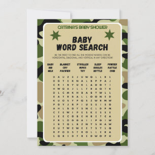 Invitation Baby shower Camo garçon - Nom modifiable, 5x7