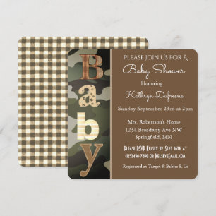 Invitation Baby shower Camouflage