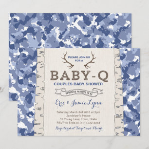 Invitation Baby shower Camouflage bleu pour garçon