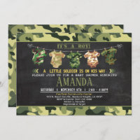 Invitation baby shower Camouflage vert