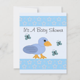 Invitation Baby Shower Canard Bleu Et Papillon
