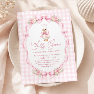 Invitation Baby Shower Canard Rose Mignon
