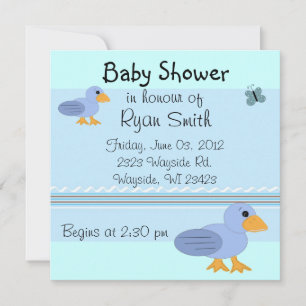 Invitation Baby Shower Canards Bleus Fantaisistes