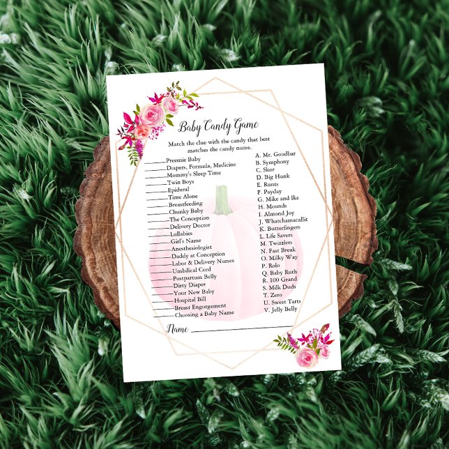 Invitation Baby shower Candy Bar Jeu Citrouille Floral (Créateur téléchargé)